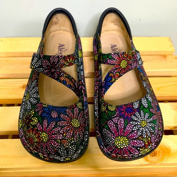 Alegria Shoes Alegria Floral Daisy Mary Janes Black Size